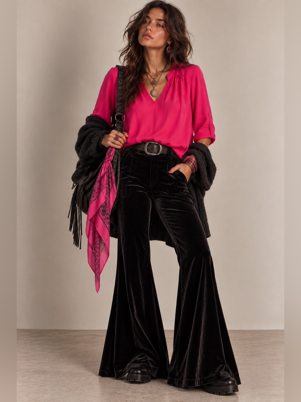 Amanda Uprichard 100% Silk Hot Pink Blouse Whimsigoth Boho Fall Top XS